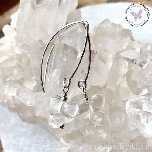 Clear Quartz Bubble Drop Earrings